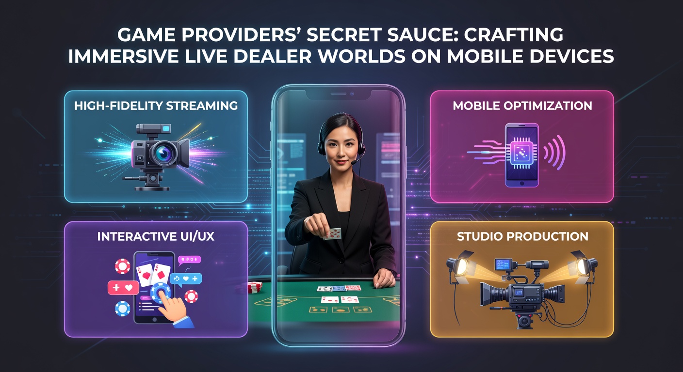 Smartphone-Bildschirm mit Live-Roulette-Stream, Multi-Angle-Views und Touch-Controls, das die mobile Immersion in einem Casino-Setting illustriert