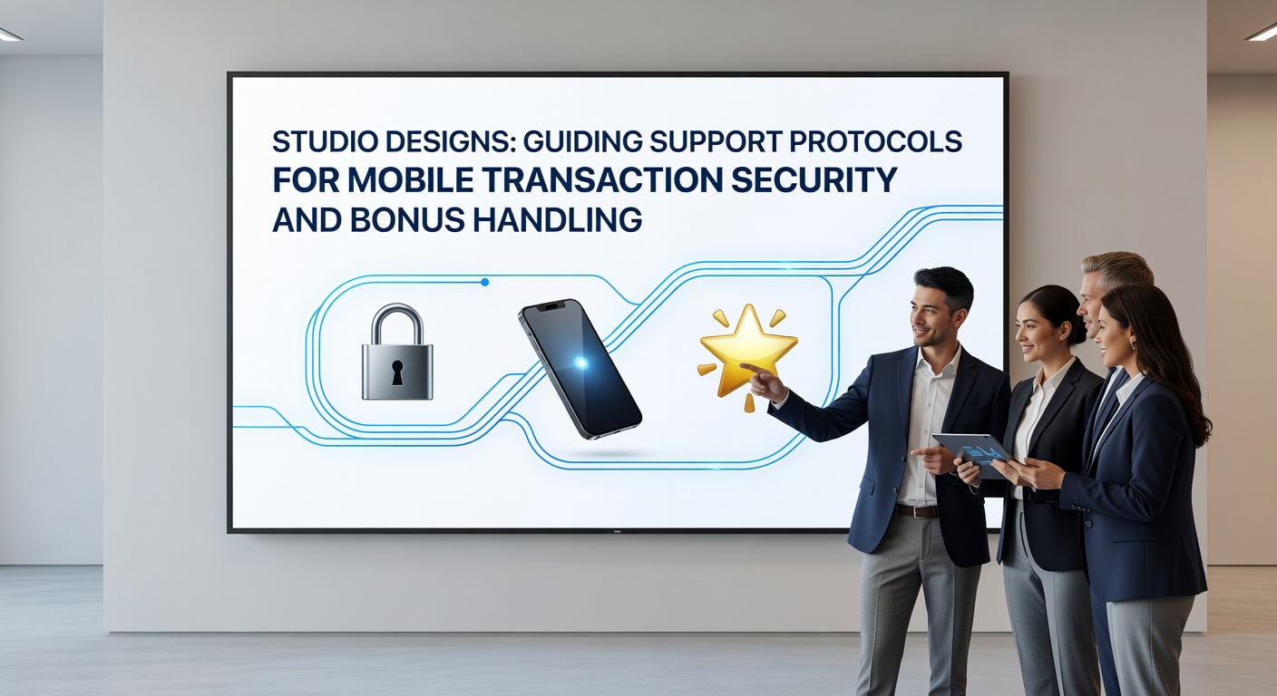 Illustration moderner Studio-Designs für mobile Sicherheitsprotokolle in Transaktionen und Bonus-Systemen